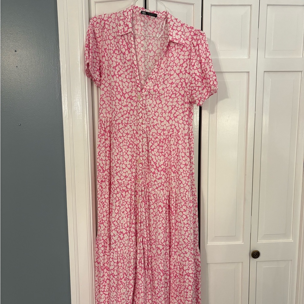 Zara Pink Pattern Maxi Dress